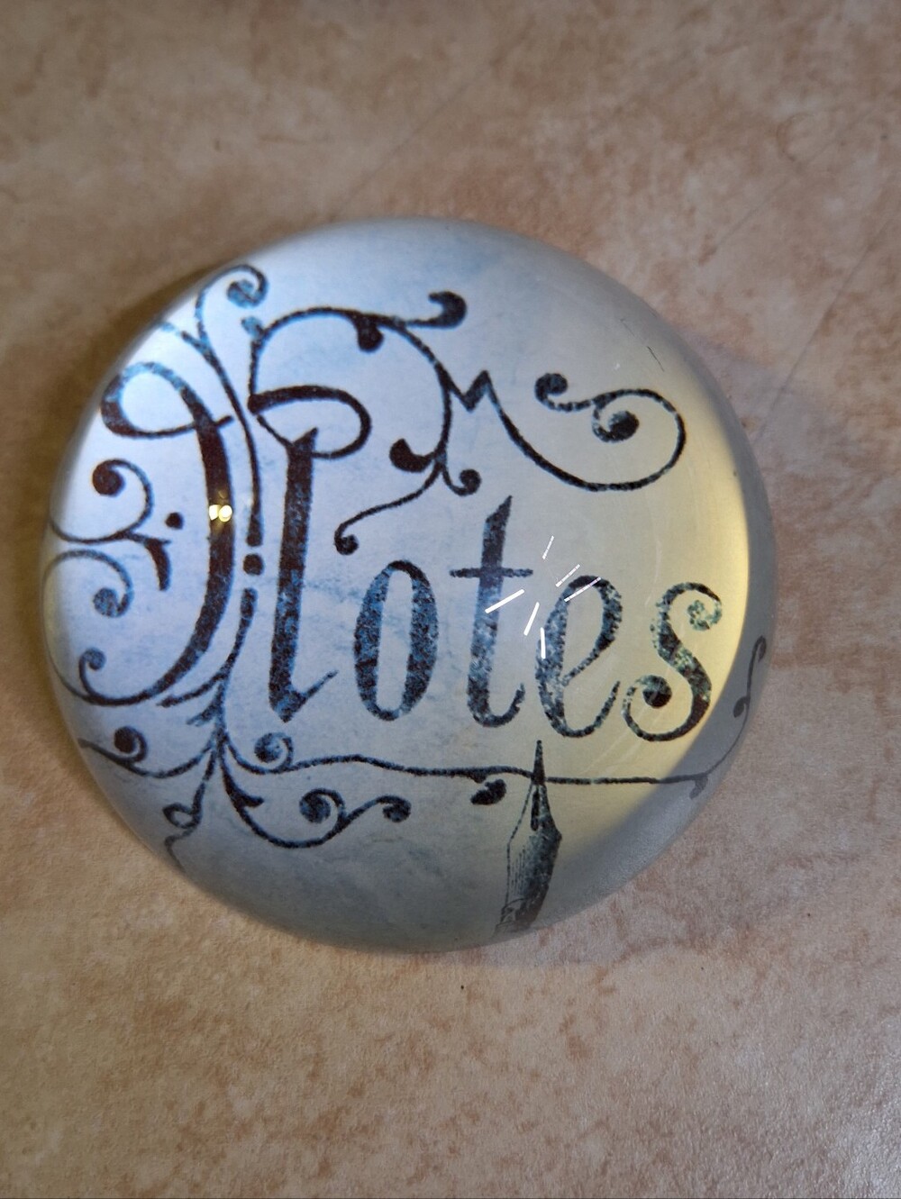 Rosanna Smoky Glass Paperweight Gothic Halloween Notes Spooky Quilled Pen 3.75"